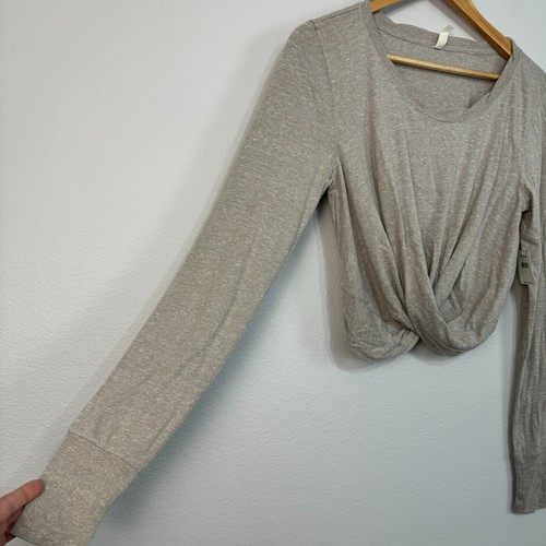 Free People Movement Undertow Long Sleeve Cropped Top Heather Grey Size M - Picture 4 of 14