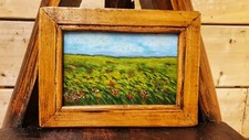 Quadro "Papaveri e Grano", olio su tavola, cornice di legno massello 