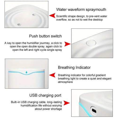 2L Air Humidifier USB Oil Essential Diffuser Ultrasonic Cool Mist Steam Purifier - Picture 7 of 17