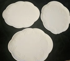 Qty 3 - Vintage Milk Glass Harvest Grape Luncheon Snack Plate