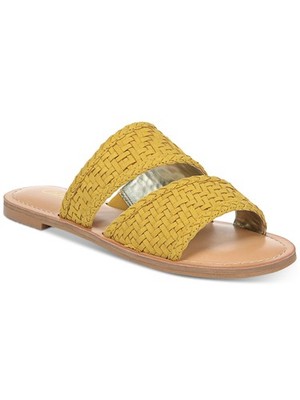CARLOS BY CARLOS SANTANA Womens Yellow Holly Toe Slip On Slide Sandals 7.5 M