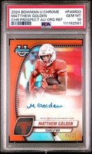 Matthew Golden 2024 Bowman University Chrome Orange Refractor /25 Auto PSA 10