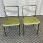 Vintage COSCO CHAIR PAIR Folding metal mid century modern dining set green 50s 2