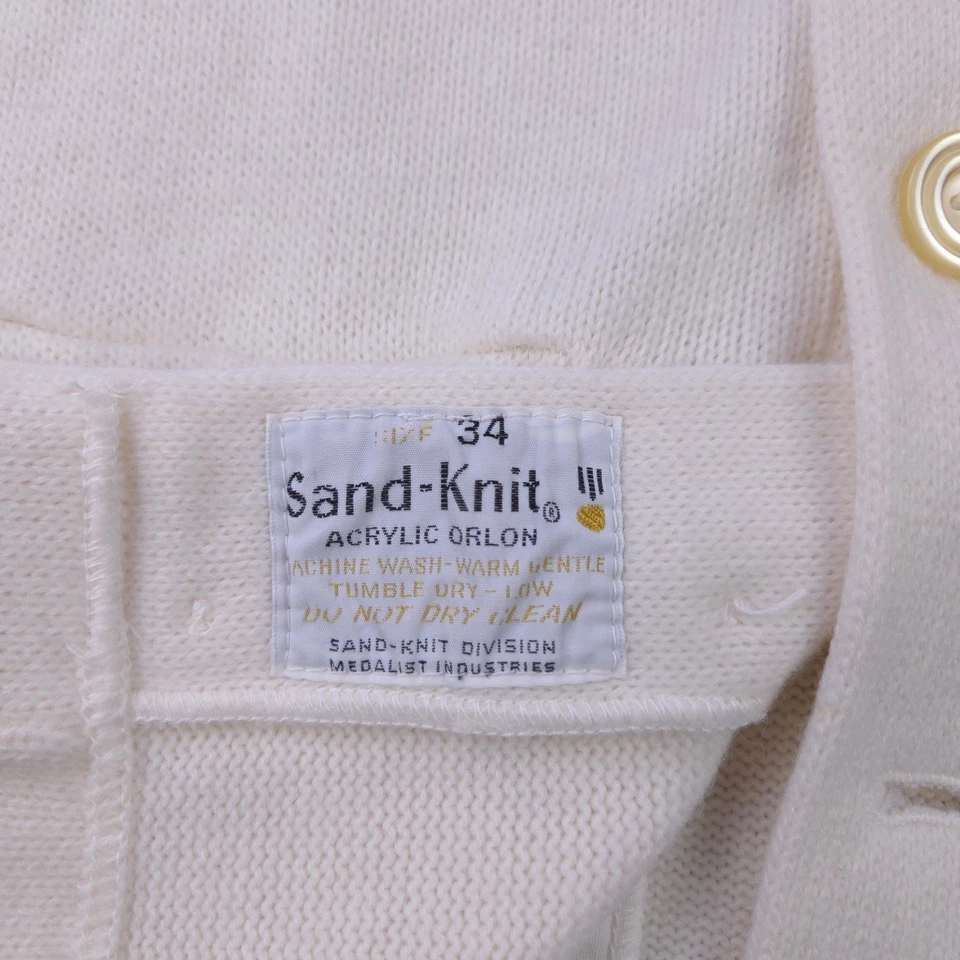 Cárdigan Suéter Tejido Arena De Colección Talla 34 *Manchas Pequeñas* Botón Orlon Años 60 Años 60 Chaqueta Foto 4 de 4