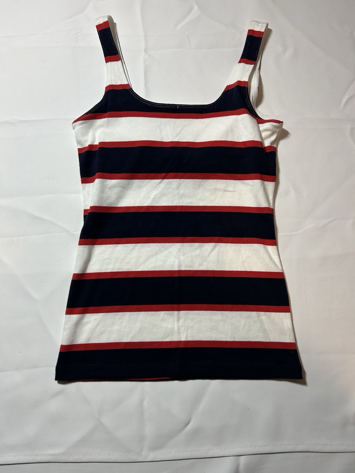 Banana Republic Striped White Navy Red Knit Women’s Sleeveless Tank Top XS