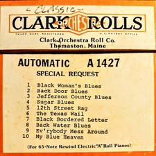 Clark A-Roll 65-Note recut "1427" blues piano roll with great arrangement