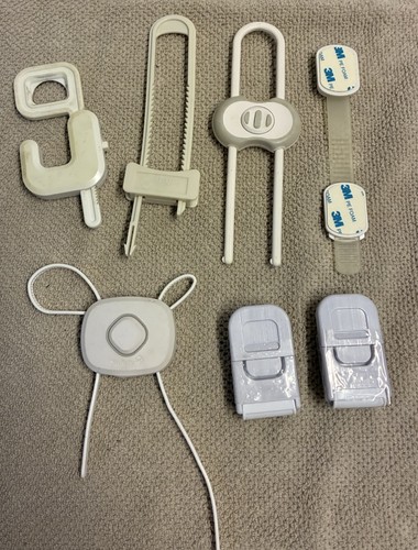 Variety Of Child Safety Locks/white Plastic. Cabinet/door Locks. A24