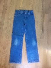 Vtg Wrangler Jeans Boys 10 Slim Med Wash Cowboy USA Western- Adjustable Waist