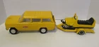 Vintage c1960s TONKA Pressed Steel JEEP WAGONEER + SNOWMOBILE & TRAILER