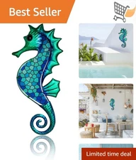 Metal Wall Art Mosaic Glass Ocean Decor Coastal Sculpture for Home Garden Pool