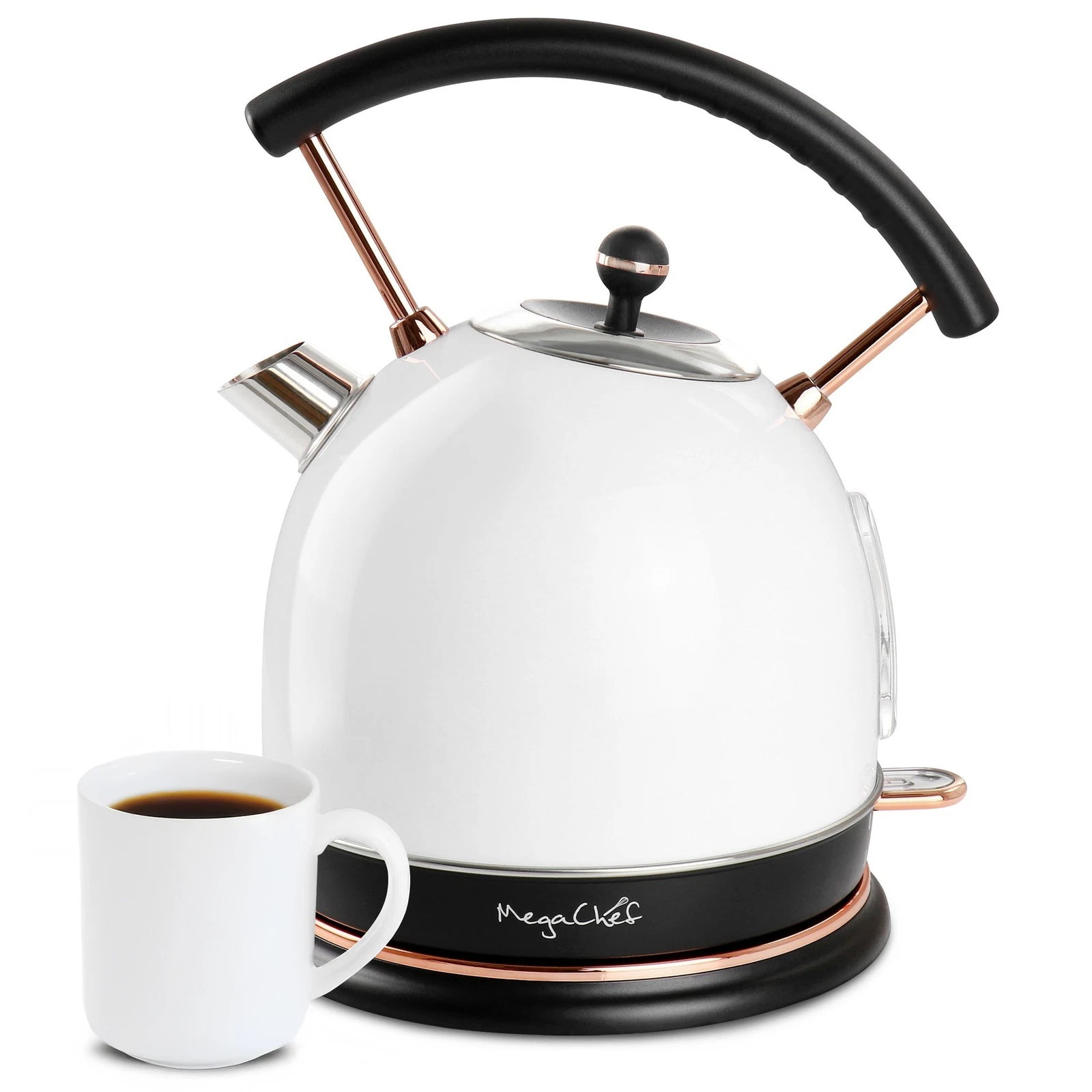1.8 Liter Half Circle Electric Tea Kettle White W/ Fast Boil & Auto Shut Off