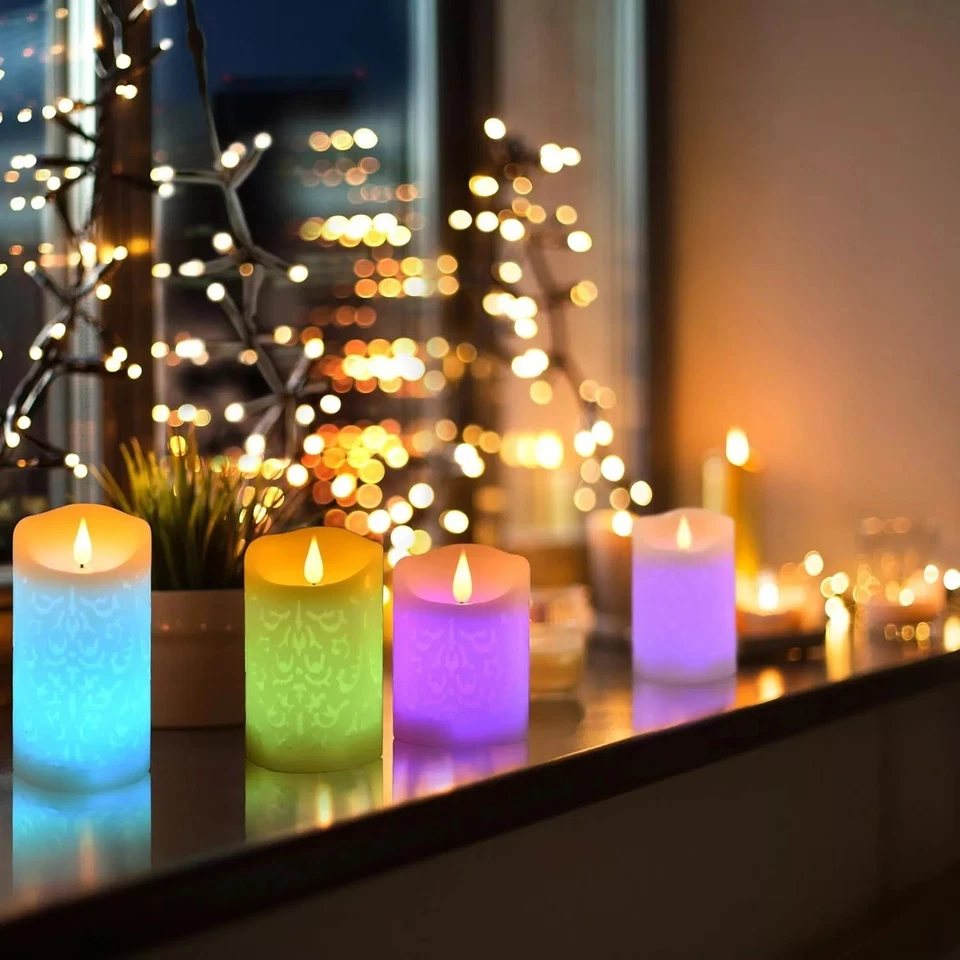 Christmas LED Flameless Pillar Candles Flickering Battery Operated With Remote - Image 3 of 4