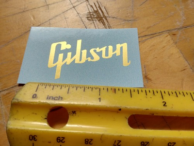 #ad #ad Gibson. quot;Leaning iquot; Electric Guitar Premium Waterslide Decal Metallic Gold Ink $16.00