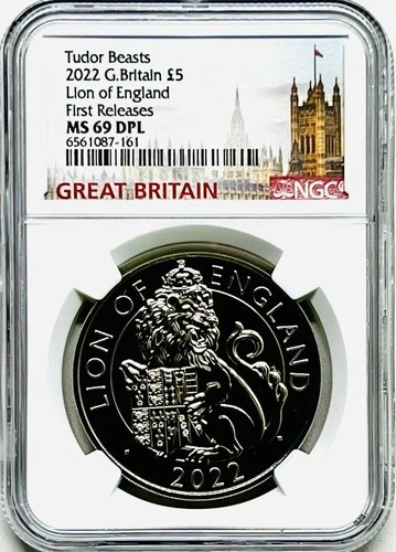 2022 GREAT BRITAIN 5PD NGC MS69 DPL QUEEN’S TUDOR BEASTS LION OF ENGLAND COIN
