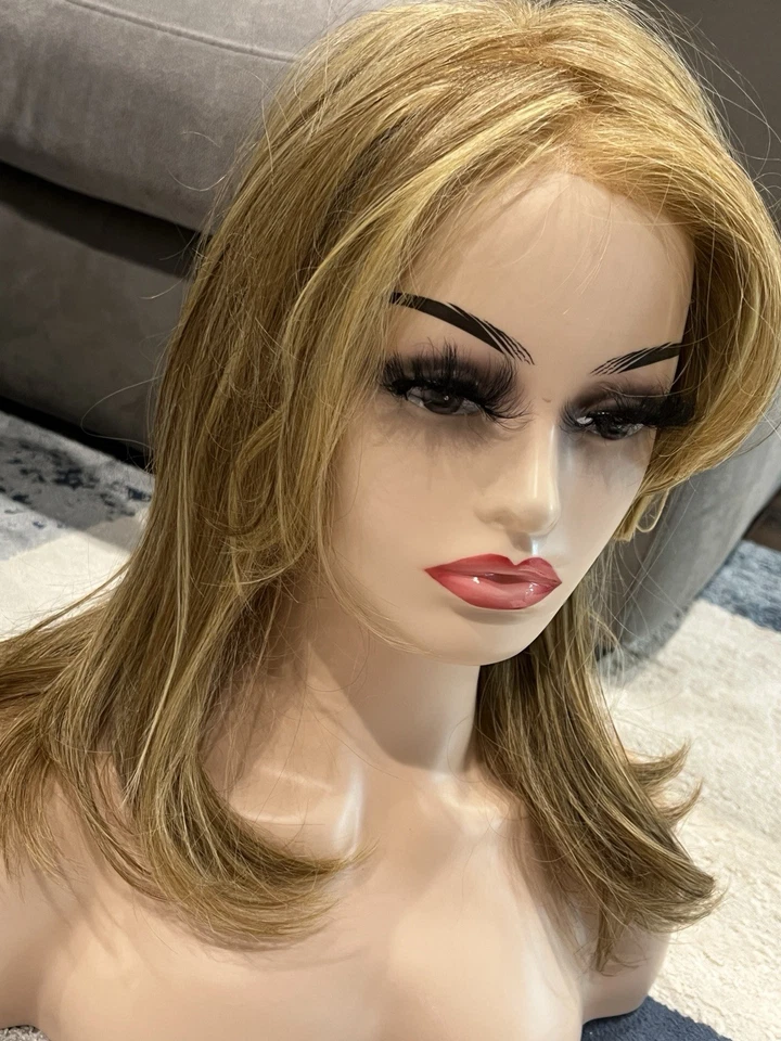 Peluca Jon Renau Mono Completamente Atada a Mano Encaje Frontal Largo Ondulado Estilo 14/26 Foto 3 de 4