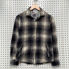 Johnnie O Shacket Button Jacket Youth 12 Black Plaid Flannel Button Shirt