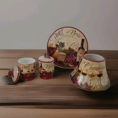 Yankee Candle 6 Pc Wine Cellar Set Candle Shade Plate 2 Tea Light Holders 2011