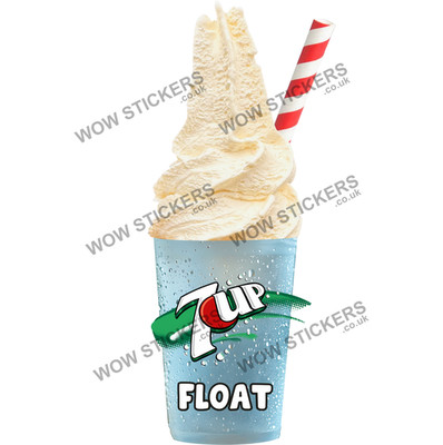 7UP Ice Cream Float Aufkleber Abziehbilder Eiswagen Cafe Anhänger (Größe wählbar)