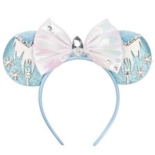 New Snowflake Mouse Ears Headband Girls Boys Sequin 5"bow Hairband Christ
