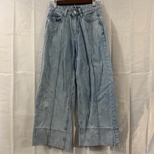 Ankle Palazzo Jeans Women 36 Fits 26x25.5 Denim Cotton Wide Leg Festival Boho