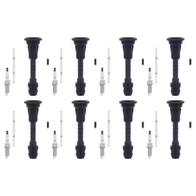 NGK 8 Laser Iridium H. I. Spark Plugs & Denso Coil Boots Kit for Amada Titan V8
