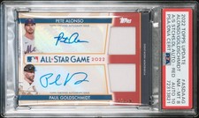 2022 Topps Update Alonso Goldschmidt Dual Relic Autograph Red /10 ASG PSA 8