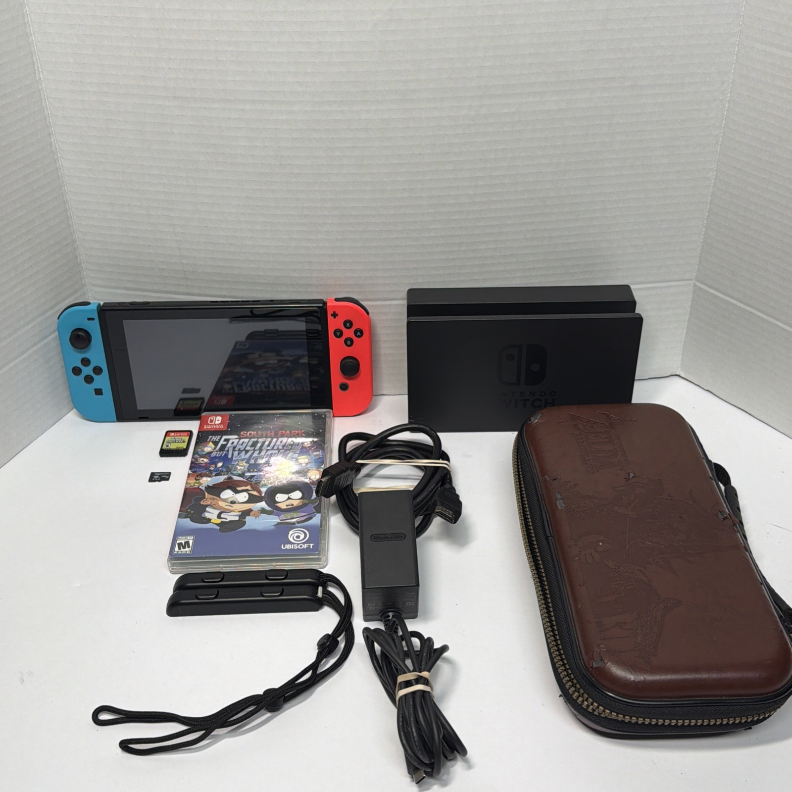 Nintendo Switch (2019 V2 Model) - Joycons, Mario Deluxe, South Park, 128GB, Case