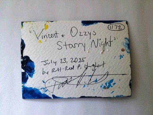 Ozzy Osbourne Van Gogh STARRY NIGHT painting Art TRADING CARD ACEO beer New Men - Picture 2 of 22