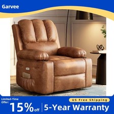 Power Recliner Chair with Massage Heat Swivel Leather USB Ports Side Pockets