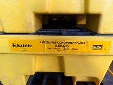 ULINE JUSTRITE 4 DRUM SPILL CONTAINMENT PALLET H-4034-NG SUMP CAP 73GAL LOAD