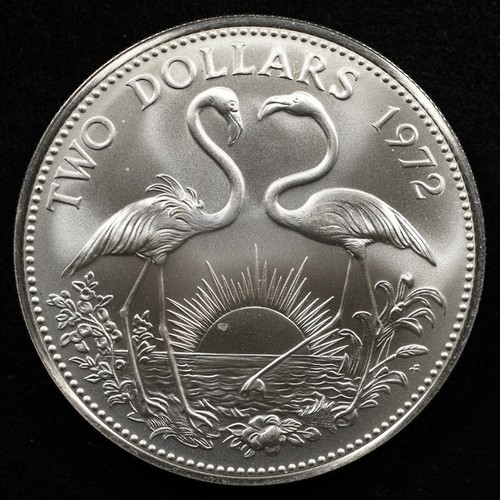 Bahamas 2 Dollars 1972, Coin, Silver, Inv#F862 - 第 1/2 張圖片