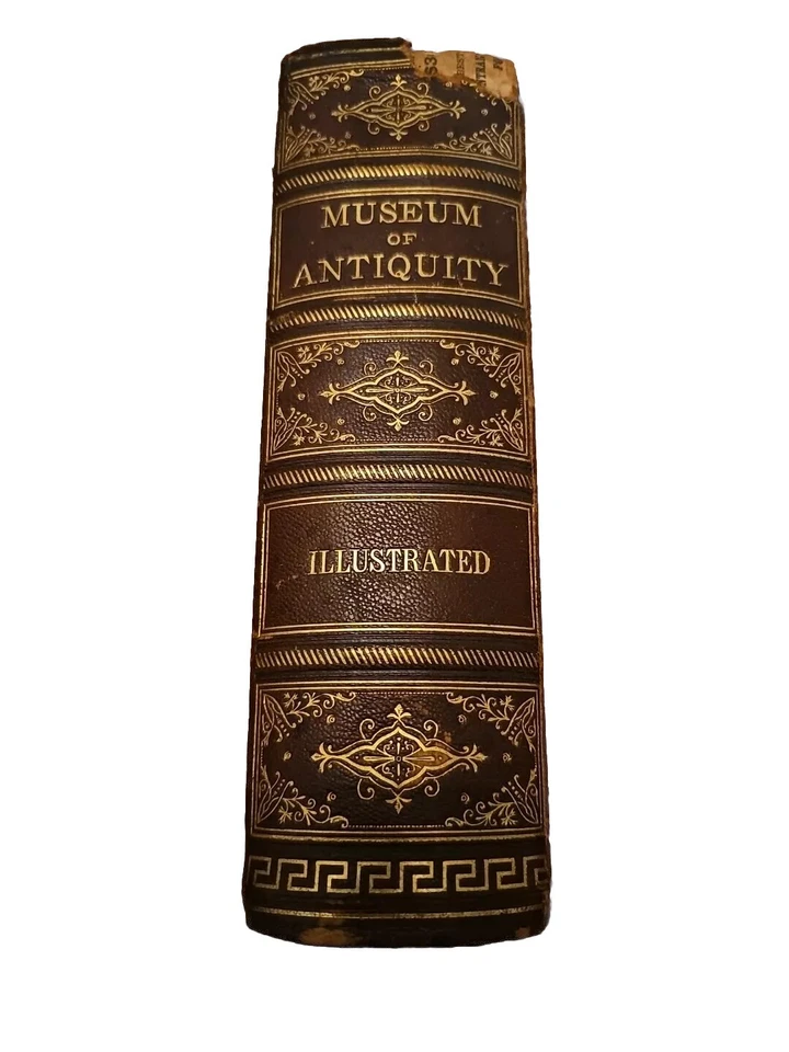 Antique 1883 Museum of Antiquity Book Victorian Ornate Embossed Gilded  Leather Foto 2 de 4