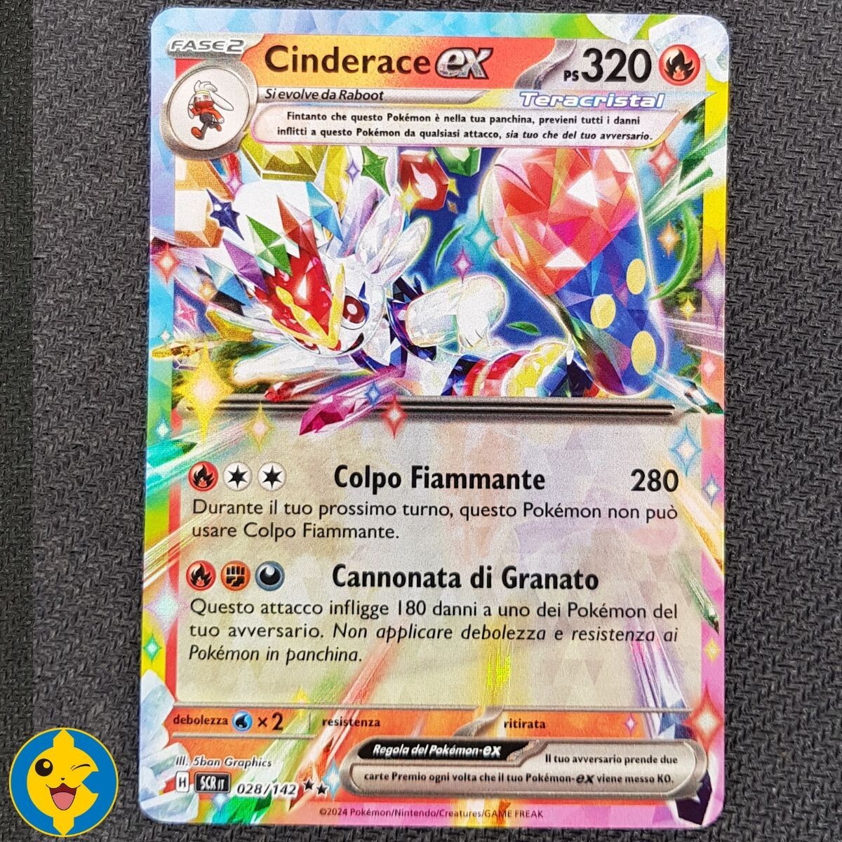 Pyrobut ex 028/142 Téracristal - Myboost X Écarlate et Violet 7 Couronne Stellaire - Coffret de 10 cartes Pokémon Françaises