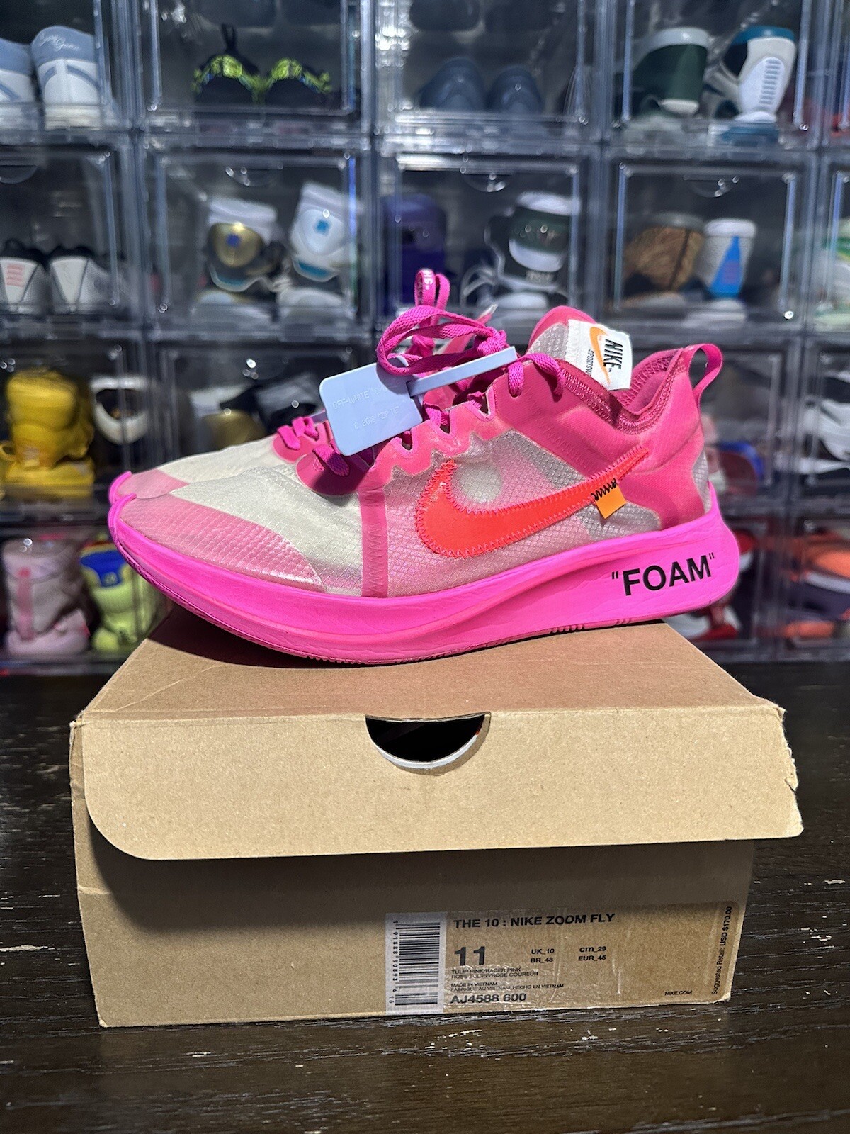 OFF WHITE X NIKE Taglia 11 Nike Off White x Zoom Fly SP rosa tulipano
