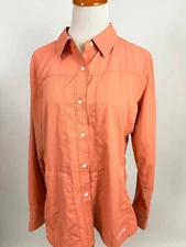 SIMMS orange lightweight quick dry fishing shirt zip pocket Women's M