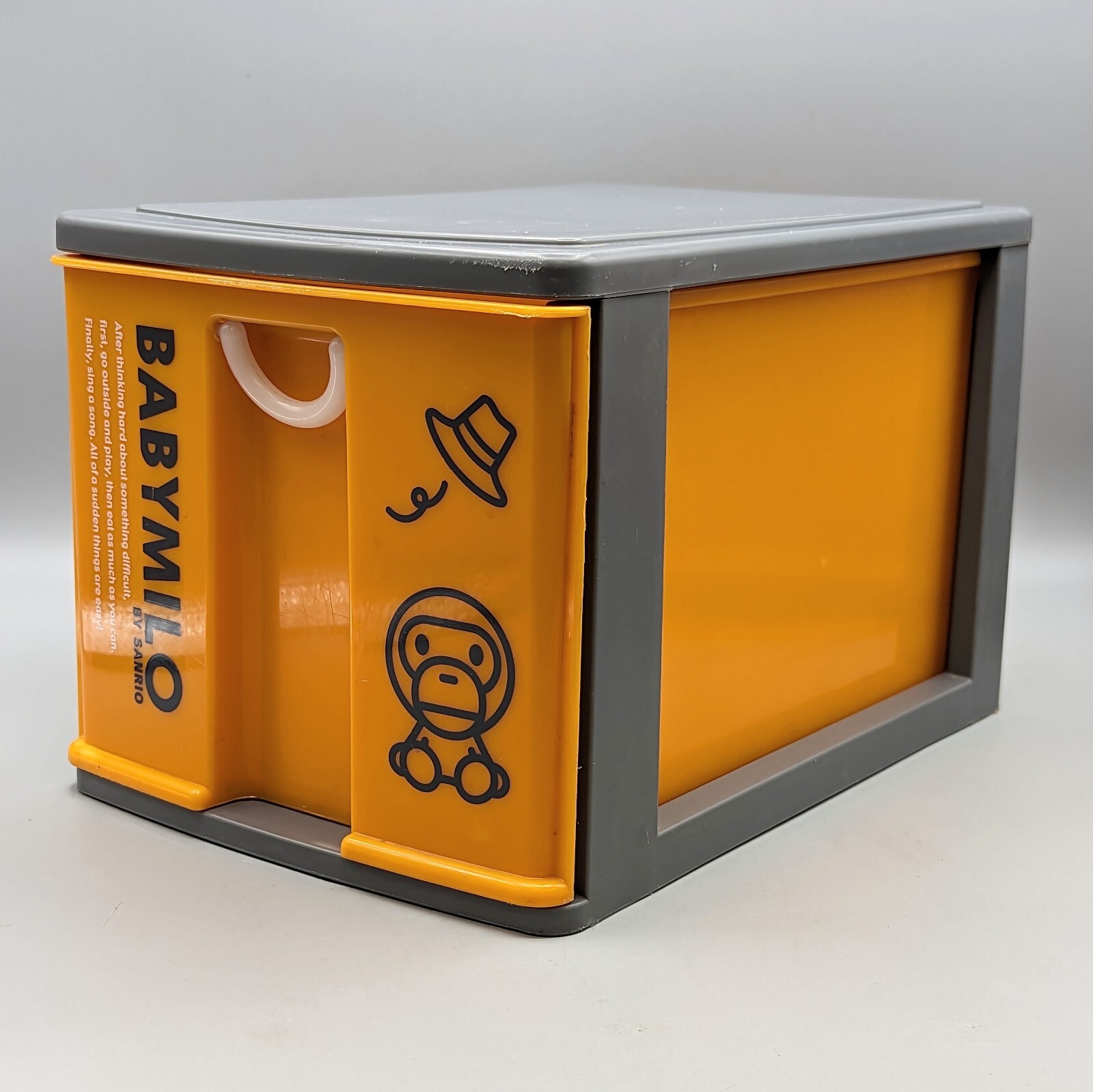 Baby Milo by Sanrio Drawer Storage Box Plastic Orange Gray