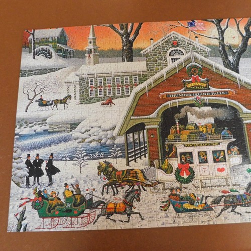 Puzzle de 1000 pièces Charles Wysocki TWAS' The Twilight Before Christmas Puzzle pour Noël, Thanksgiving Cadeau éducatif