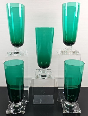 5) Seneca Green 10 Oz Slim Jim Set Vintage Highball Glasses Stemware MCM 903 Lot