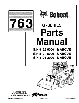 Bobcat 763 G Series Skid Steer Parts Manual Diagrams List Book Catalog 6900986