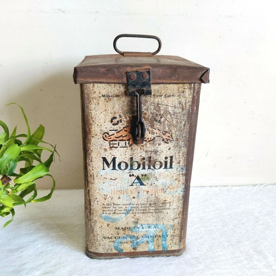 1930s Vintage Gargoyle Mobil Oil A Tin Can Advertising USA Automobile TB1646 - image 2 of 4