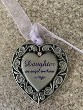 Daughter angel without wings heart ornament 