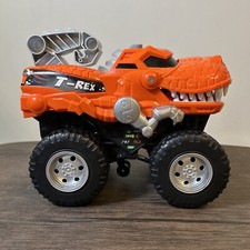 Dino Chomper Monster Truck - Motorized T-Rex Toy for Kids- Moves, Lights Up