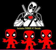 Deadpool Superhero Pack White  Red Vinyl Decals Car Truck Windows Tablet Mirror