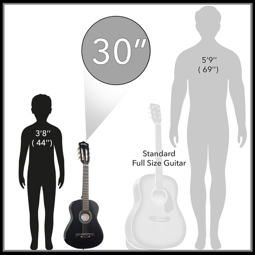 Paquete de guitarra acústica para principiantes de 30 pulgadas (negro), kit básico de inicio con bolsa de concierto, S - Imagen 4 de 7