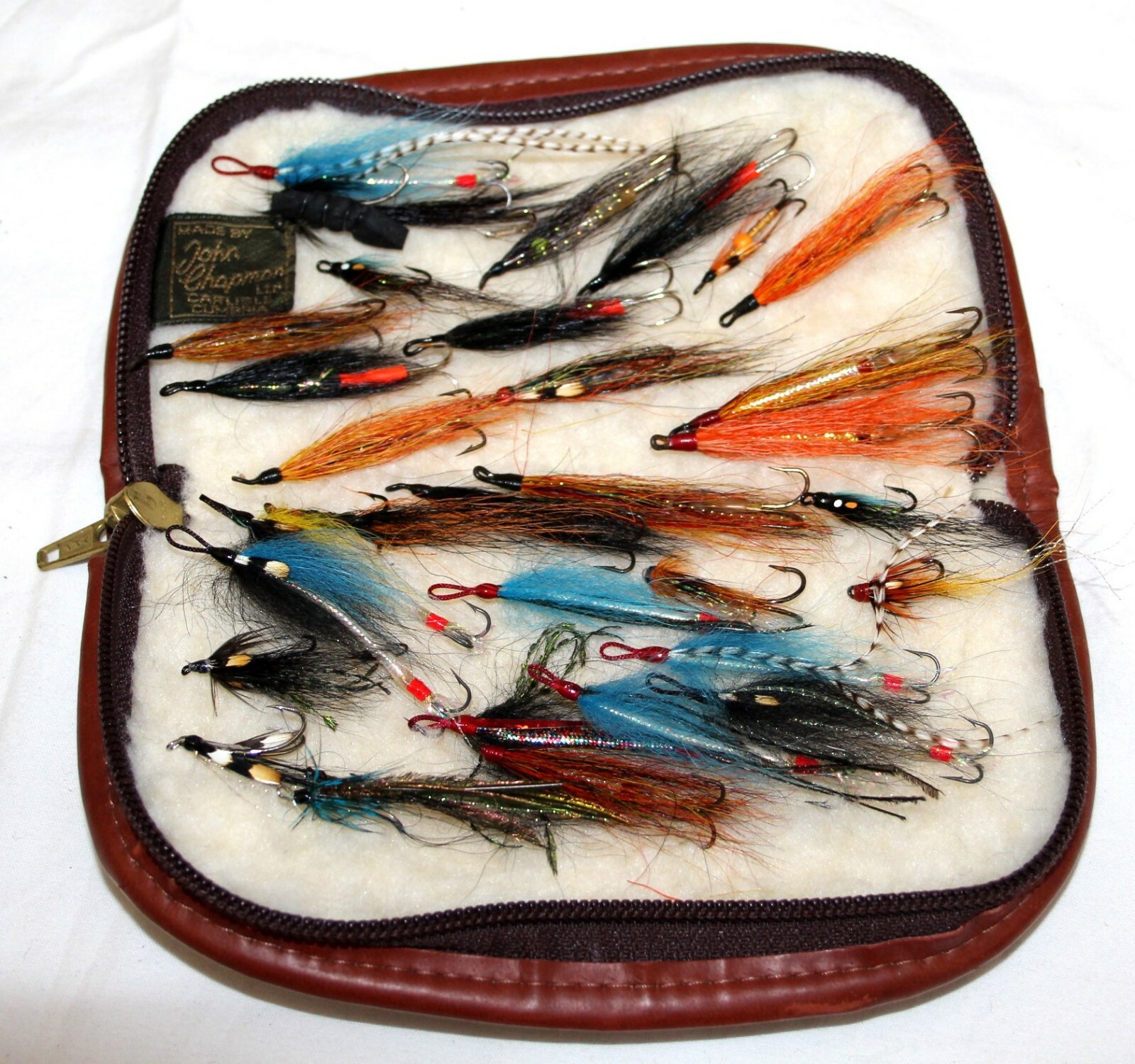 7 x 4 John Chapman Canvas fly fishers wallet, + Waddington and streamer flies 7 x 4 John Chapman Canvas fly fishers wallet, + Waddington and streamer flies