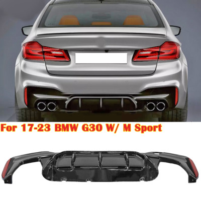 For 17-23 BMW G30 5 Series W/ M Sport Bumper M5 Style Rear Diffuser Glossy Black