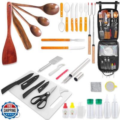 Wesqunie Camping Cooking Utensils Cookware Set for Outdoor - Hanging Organize