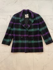 Vintage Henry White Dublin Purple Black Lime Green Black Mohair Wool Blazer Sz 8