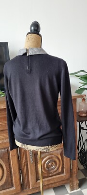 Pull Femme 1.2.3 Noir Taille L - Occasion Très Bon état, Porté 2-3 Fois, Mélange Laine