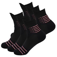 6 Pair Mens Performance Cotton Cushion Black Mid Cut Quarter Athletic Work Socks